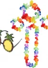 Renkli Ananas Gözlük, Taç, Kolye Ve Bileklik Seti