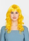Sarı Renk Uzun Dalgalı Parti Peruğu