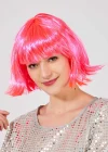 Şeker Pembe Renk Parti Peruğu Küt Saç