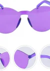 Sert Mika Oval Şekilli Çerçevesiz Mor Gözlük Retro Parti 5x14 Cm