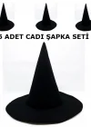 Siyah Cadı Şapkası Keçe Yetişkin Boy 6 Adet