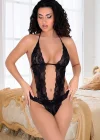Siyah Dantelli Bodysuit - 939
