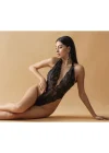 Siyah Dantelli Fantezi Bodysuit - 857