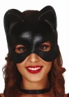 Siyah Deri Görünümlü Kedi Maskesi – Cosplay  Maskeli Balo