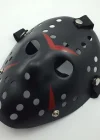 Siyah Renk Kırmızı Çizgili Tam Yüz Hokey Jason Maskesi Hannibal Maskesi