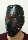 Siyah Renk Kırmızı Çizgili Tam Yüz Hokey Jason Maskesi Hannibal Maskesi