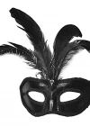 Siyah Renk Rugan Kaplama Siyah Tüylü Parti Maskesi 18x20 Cm