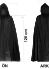 Siyah Uzun Pelerin 120 Cm Kapüşonlu – Cosplay Ve Parti Kostümü