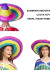 Sombrero Meksika Şapkası Renkli Örme Hasır Çocuk Boy