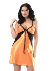 Turuncu Dantelli Saten Gecelik - M-379