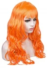 Turuncu Renk Astarlı Dalgalı Kesim Parti Peruğu
