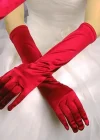 Uzun Boy Ekstra Parlak Saten Eldiven Kırmızı Renk