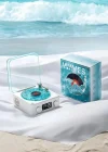 Waves Nostalji Plak Görünümlü Bluetooth Hoparlör 3d Ses Dalgası Retro Müzik Plak Mavi