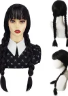 Wednesday Siyah Örgülü Peruk