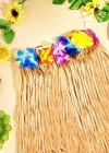 Yetişkin Ve Çocuk Uyumlu Saman Renk Hawaii Luau Hula Etek 40 Cm 12 Adet