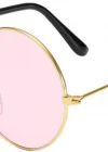 Yuvarlak Cam John Lennon Tarzı Hippi Gold Çerçeveli Pembe Gözlük