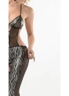 Zebra Desenli Lame Vücut Çorabı-490
