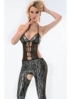Zebra Desenli Lame Vücut Çorabı-490