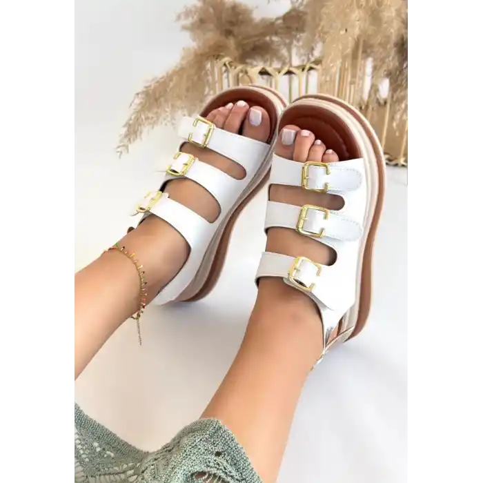 Jatay Beyaz Cilt Sandalet