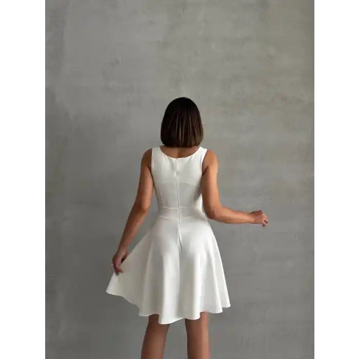 Kadın kare yaka kısa elbise s251188