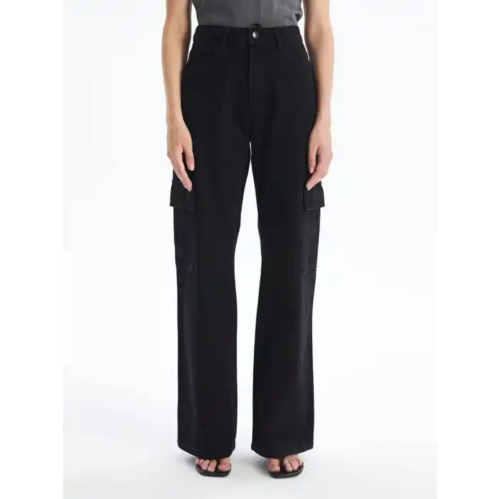 Kargo cep jeans pantolon siyah