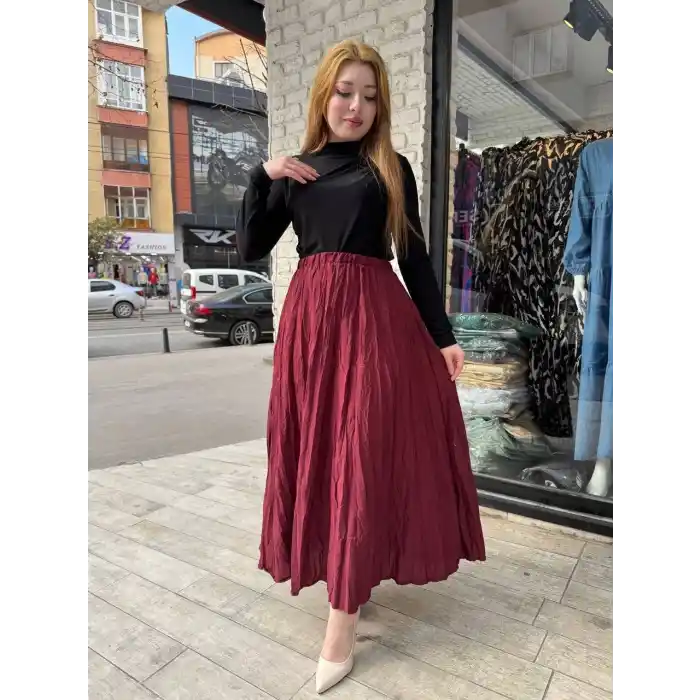 Kraş etek bordo