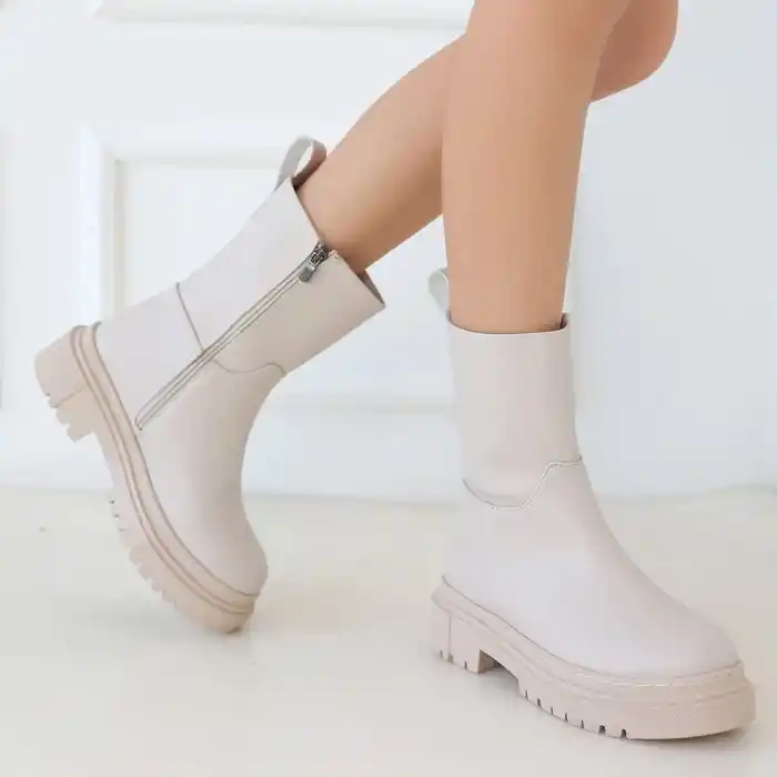 Liara Bej Cilt Topuklu Bot