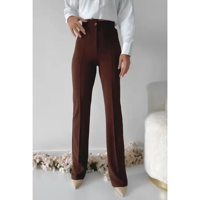 Önü cumalı ithal krep pantolon