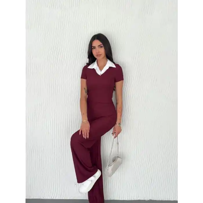Ottoman kumaş beyaz gömlek yaka takım s4142
