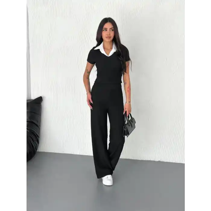 Ottoman kumaş beyaz gömlek yaka takım s4142