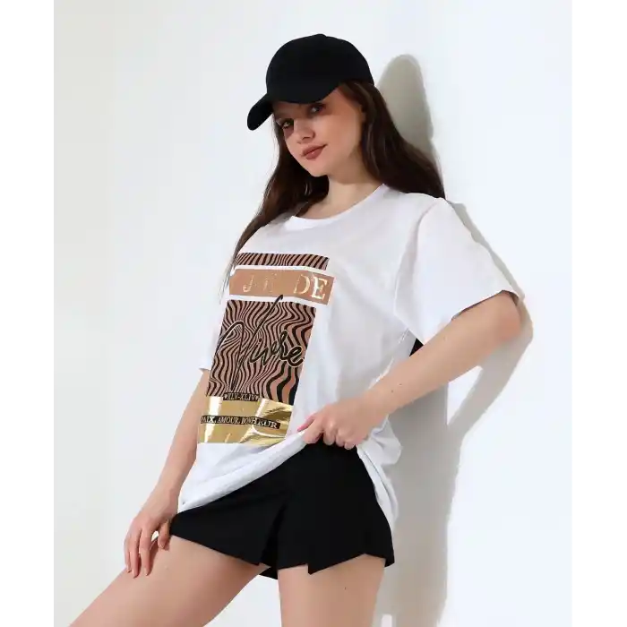 Varak çizgili Oversize tişört