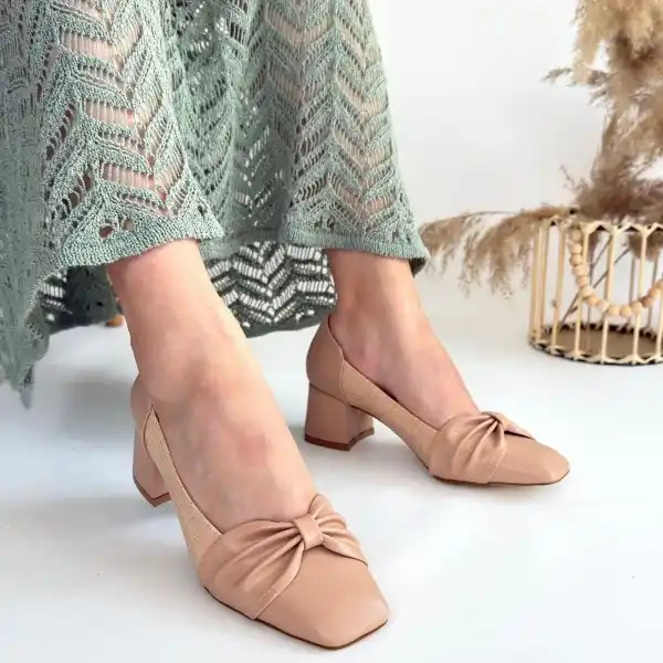 Agnet Bej Cilt Topuklu Ayakkabı