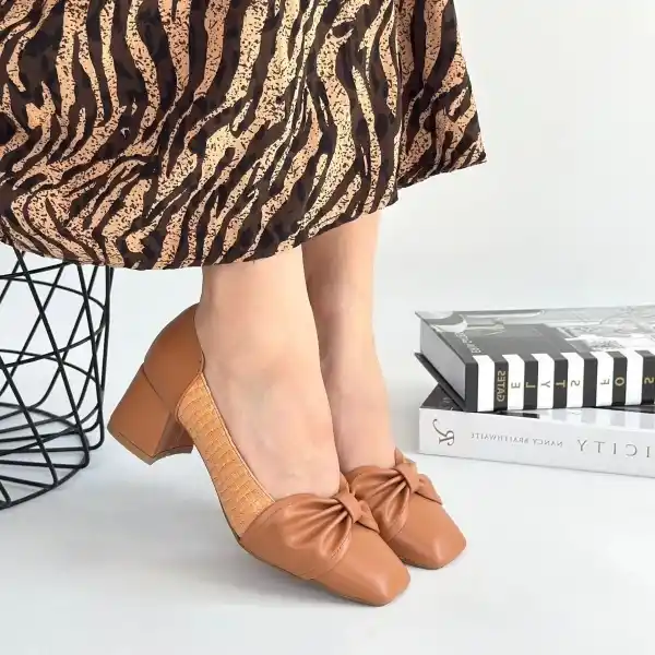 Agnet Taba Cilt Topuklu Ayakkabı