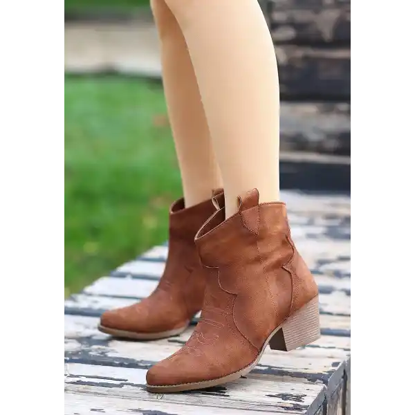 Akver Taba Süet Topuklu Bot