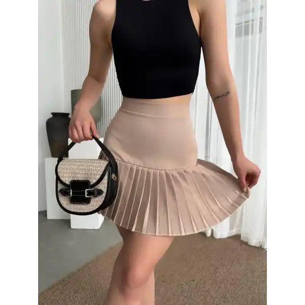 Altı pliseli mini etek