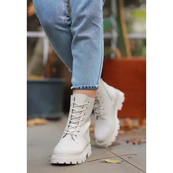 Bria Bej Cilt Bağcıklı Bot