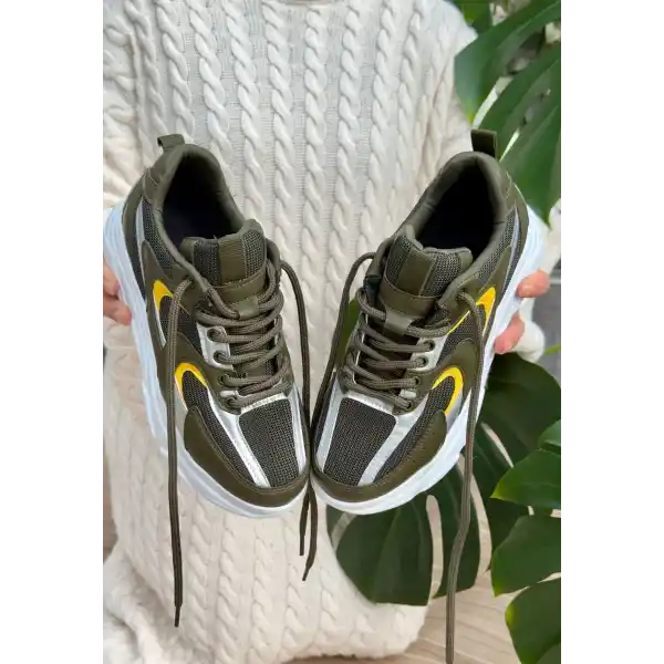 Cata Yeşil Cilt Hardal Detaylı Spor Ayakkabı