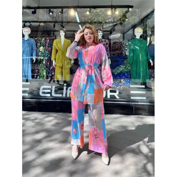 Ceketli baskılı takım