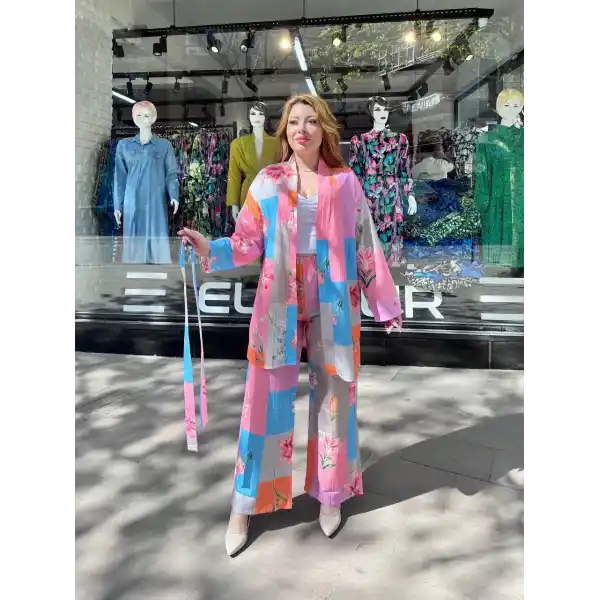 Ceketli baskılı takım