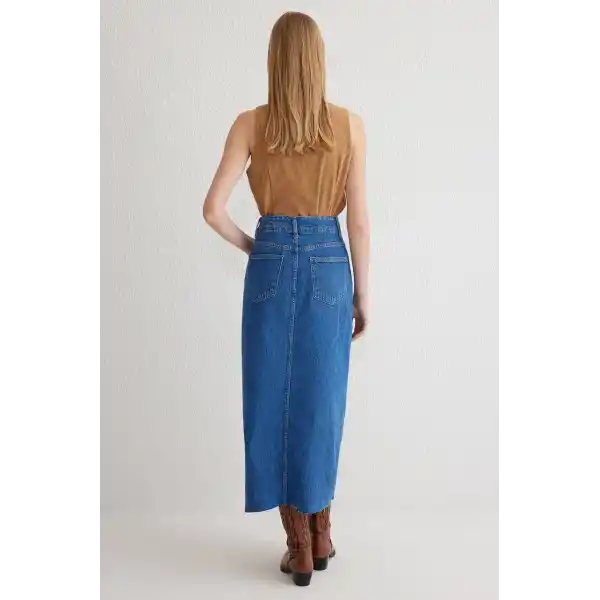 Çift yırtmaçlı jean etek s140