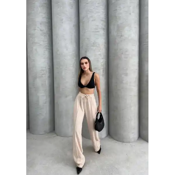 Çımalı keten pantolon