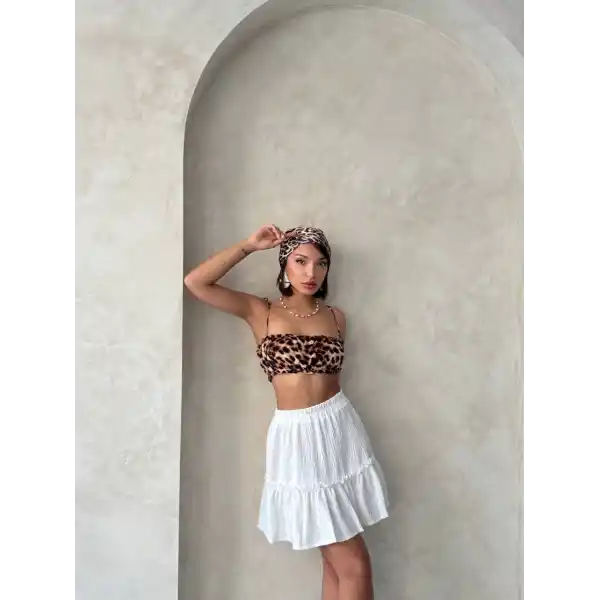 Çingene keten etek beyaz s24808