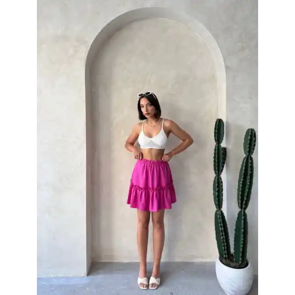 Çingene keten etek fuşya s24808