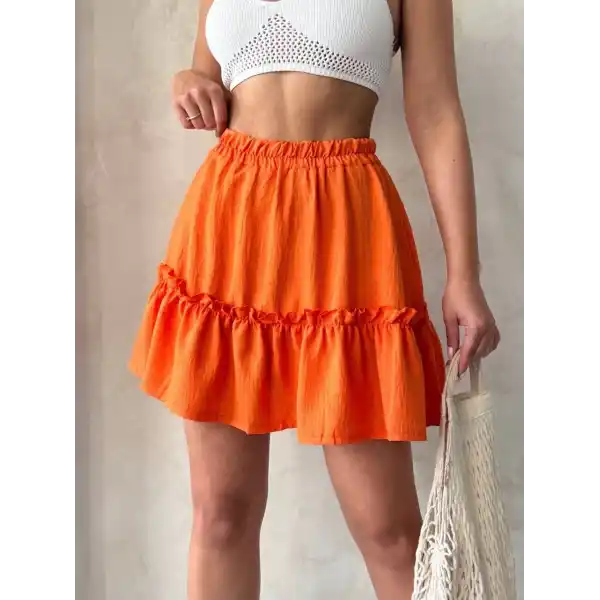 Çingene keten etek turuncu s24808