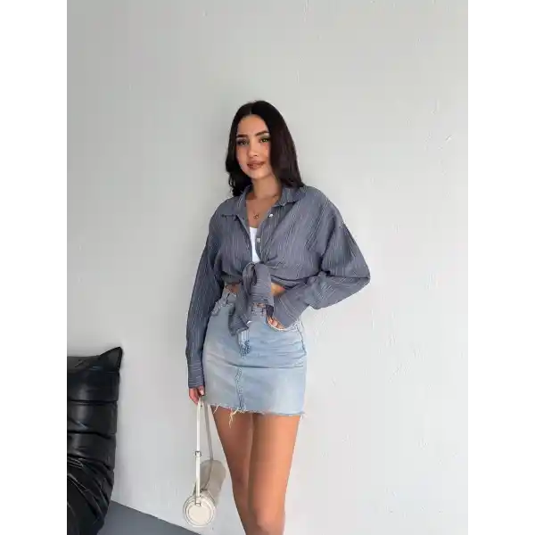 Çizgili oversize gömlek