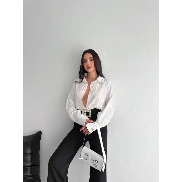 Çizgili oversize gömlek