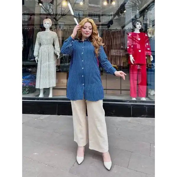 Çizgili tunik gömlek