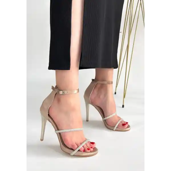 Colly Vizon Saten Topuklu Ayakkabı