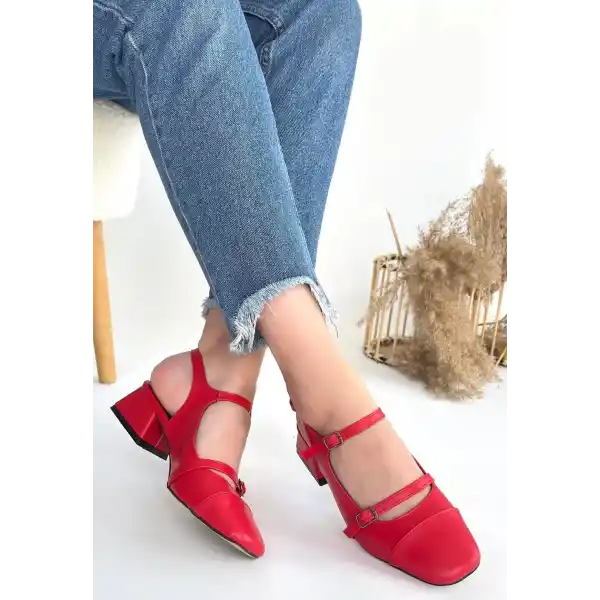 Doran Kırmızı Cilt Topuklu Ayakkabı