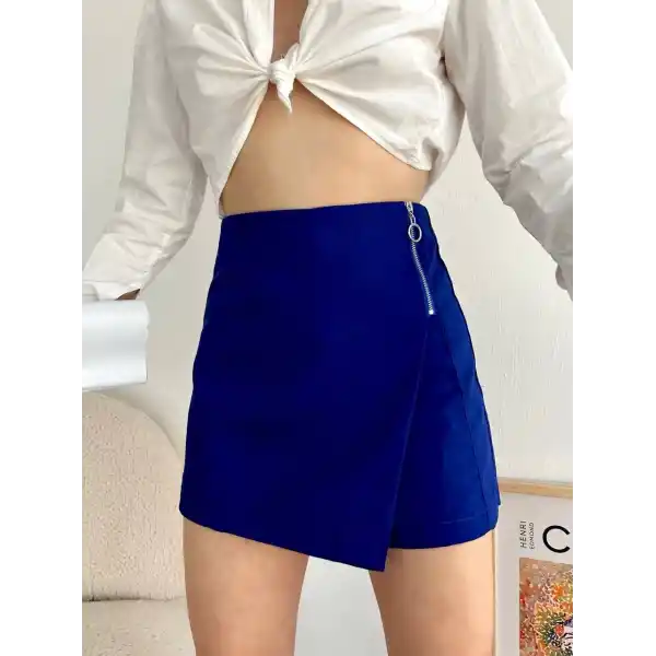 Gabardin fermuarlı şort etek S24906